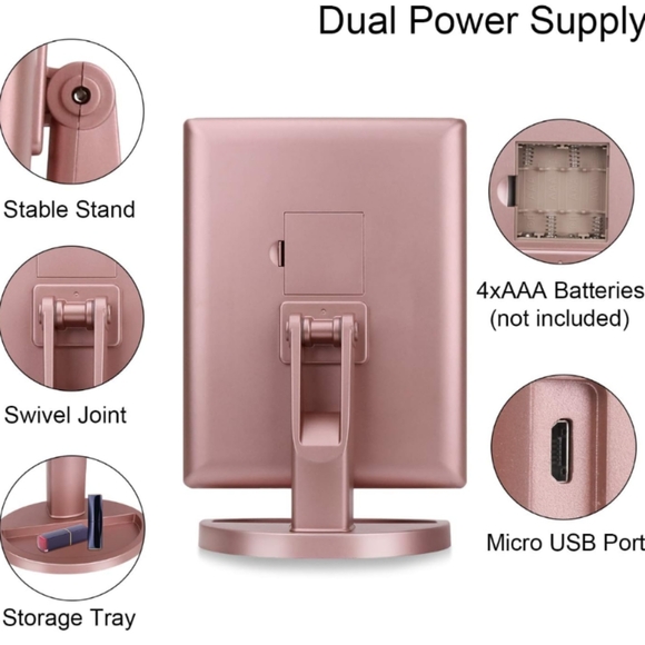 DEWEISN Dresser Mount Tri-Fold Lighted Vanity Mirror with 21 LED Lights (EUC) - Picture 5 of 13